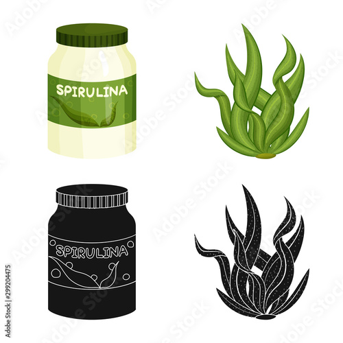 Vector design of protein and sea logo. Collection of protein and natural stock vector illustration.