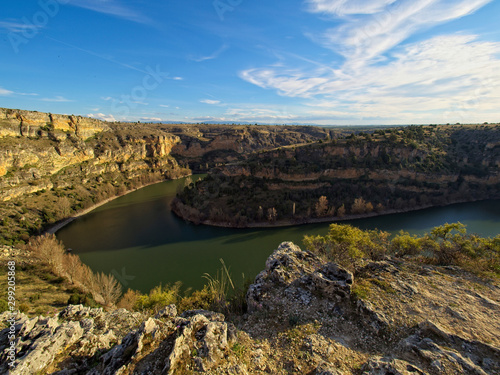 Duratón river at sunset in the sickle