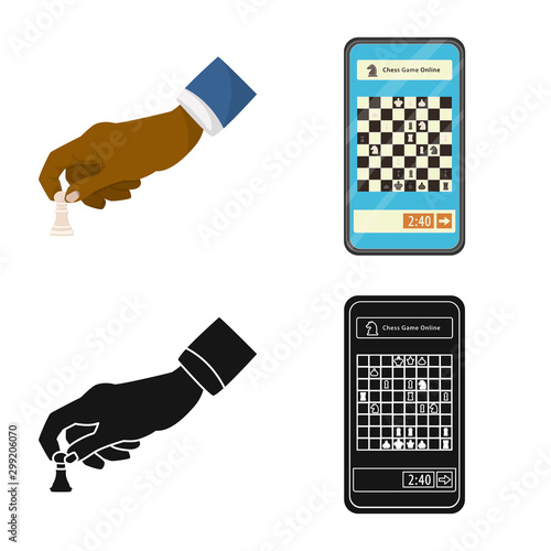 Isolated object of checkmate and thin logo. Collection of checkmate and target stock symbol for web.