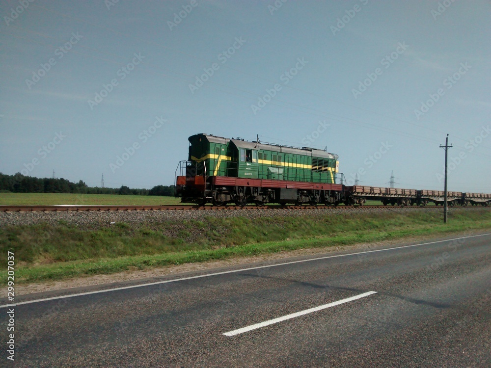 locomotive on the railway
