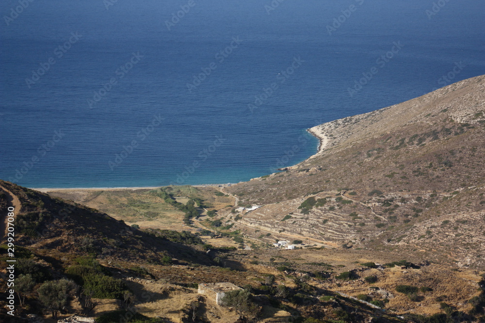 Ios, picturesque island with beautiful cycladic architecture, Aegean sea, Greece Ios, picturesque island with beautiful cycladic architecture, Aegean sea, Greece
