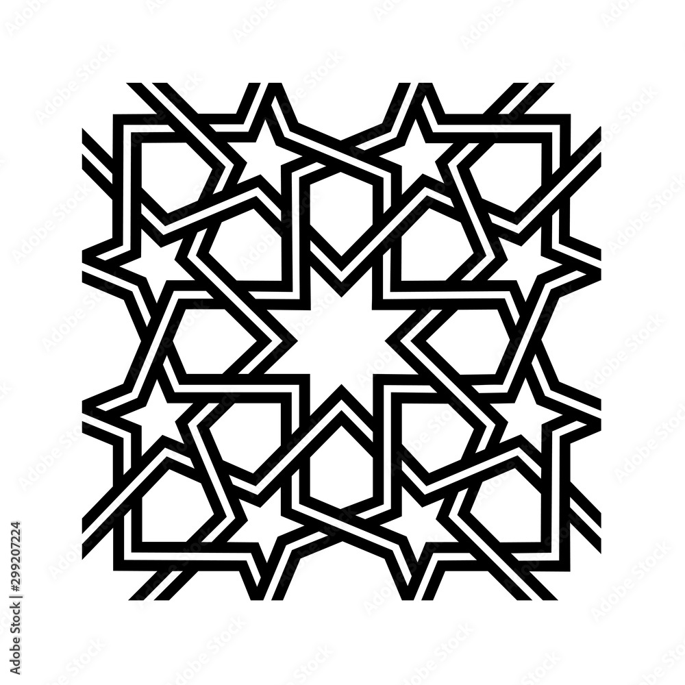 Kufic pattern symbol with a white background Kufic pattern symbol with a white background