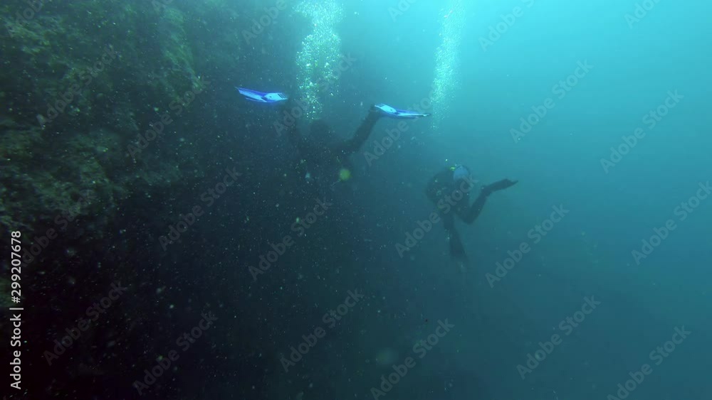 Underwater foorage of Divers in the water Underwater foorage of Divers in the water