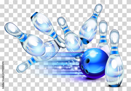 Playing a blue bowling Game photo