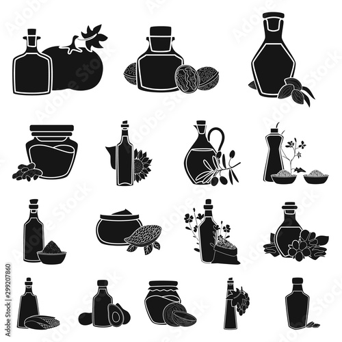 Isolated object of oil and agriculture logo. Set of oil and glass vector icon for stock.