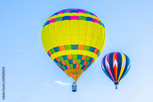 Balloons with blue sky background launch at festival in North Carolina,USA.