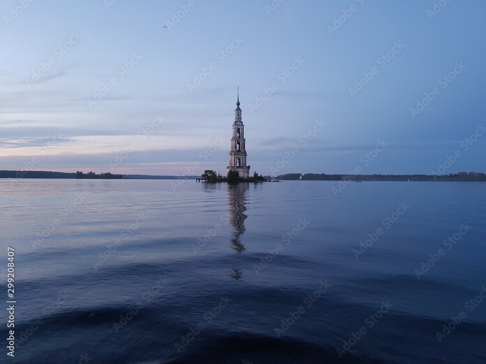 Abandoned bell tower in the river Abandoned bell tower in the river