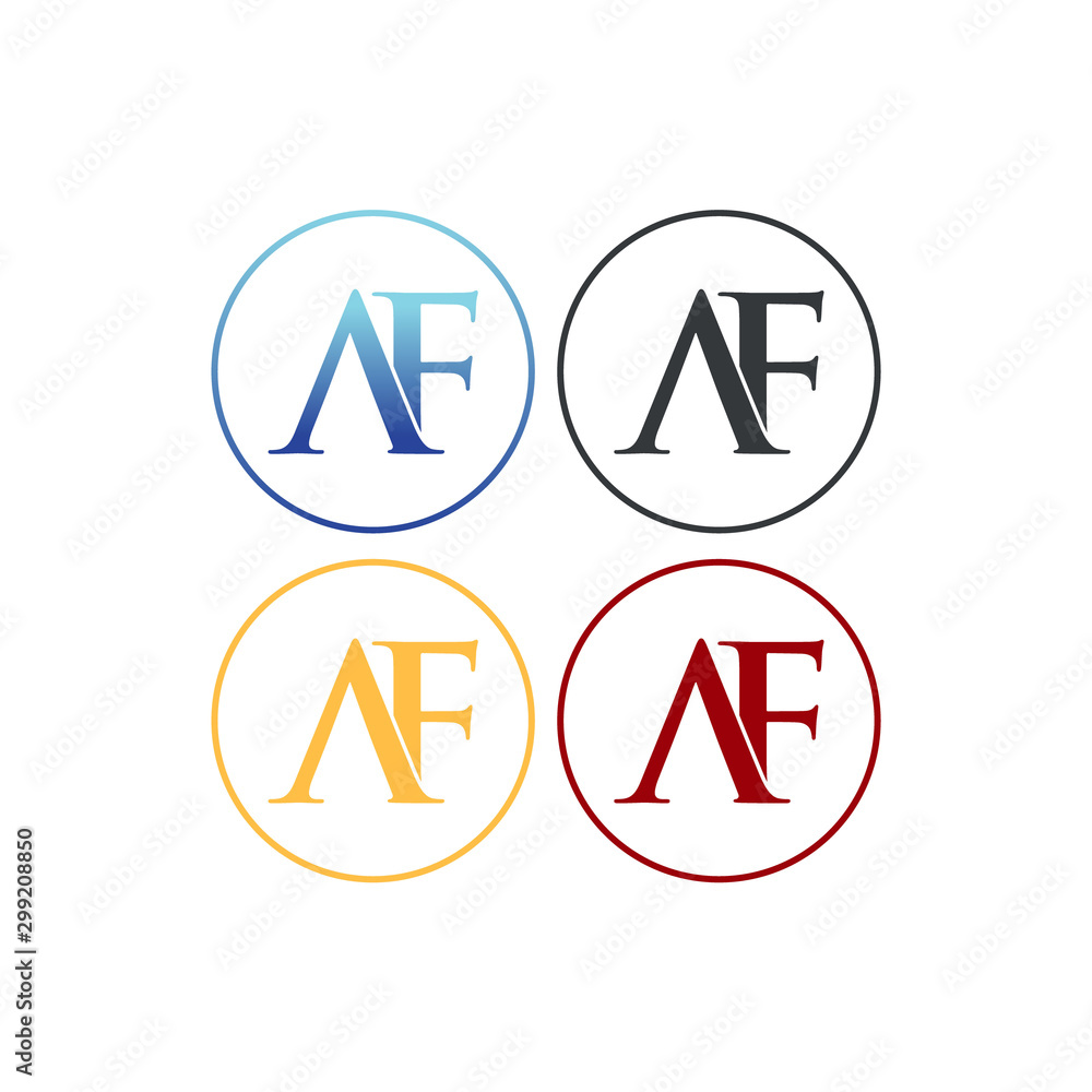 letter A and F in circle logo SET vector letter A and F in circle logo SET vector