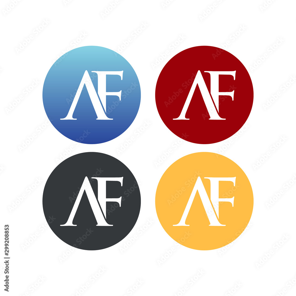 letter A and F in circle logo SET vector letter A and F in circle logo SET vector