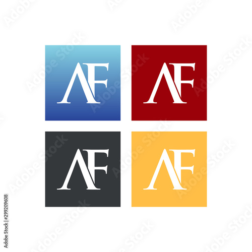 letter A and F in square logo SET vector