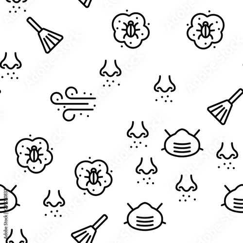 Dust And Polluted Air Vector Seamless Pattern Thin Line Illustration