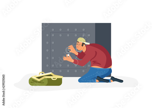 Robber tries to crack a safe