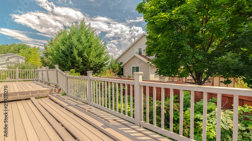 Panorama Outdoor deck construction on modern suburban house