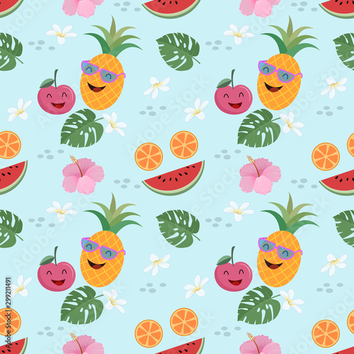 Cute fruit vector seamless pattern summer concept.
