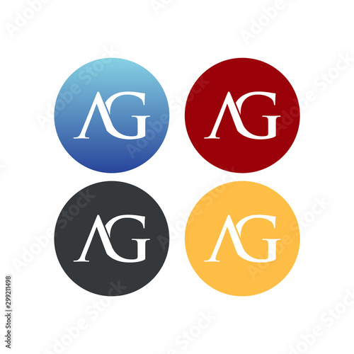 letter A and G incircle logo SET vector