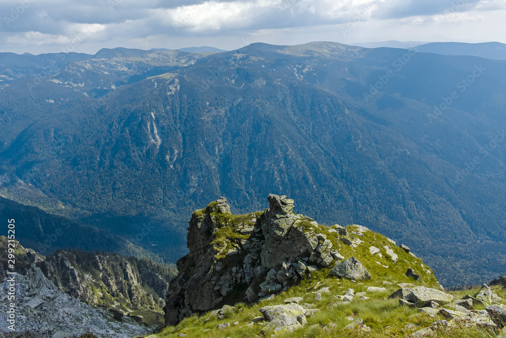 View from hiking trail from Kupen peaks to Orlovets peak, Rila Mountain