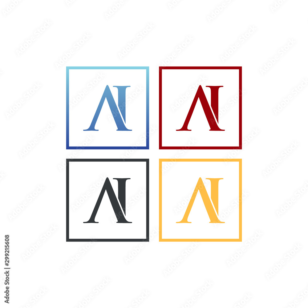 letter A and I in square logo SET vector letter A and I in square logo SET vector