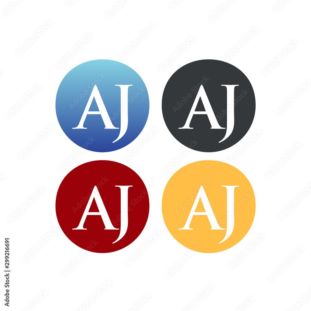 letter A and J in circle logo SET vector letter A and J in circle logo SET vector