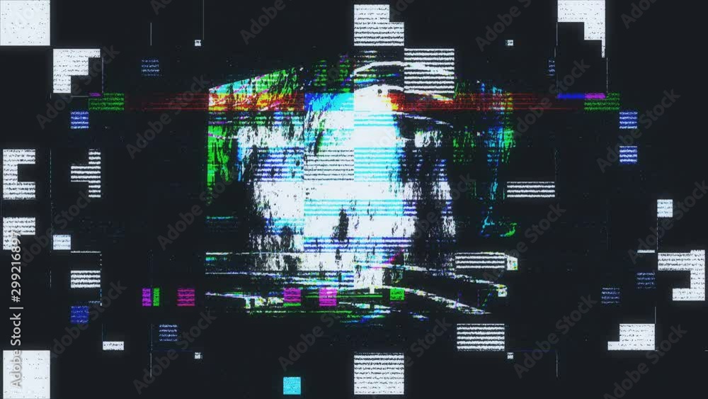 3D Cube Distorted Defect Noise Pixelated Flickering Screen Stock Video ...