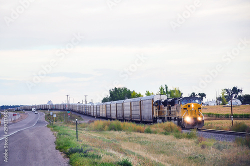 Railroad crossing in central Colorado next to US highway 85