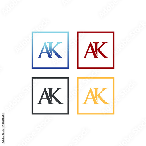 letter A and K in square logo SET vector