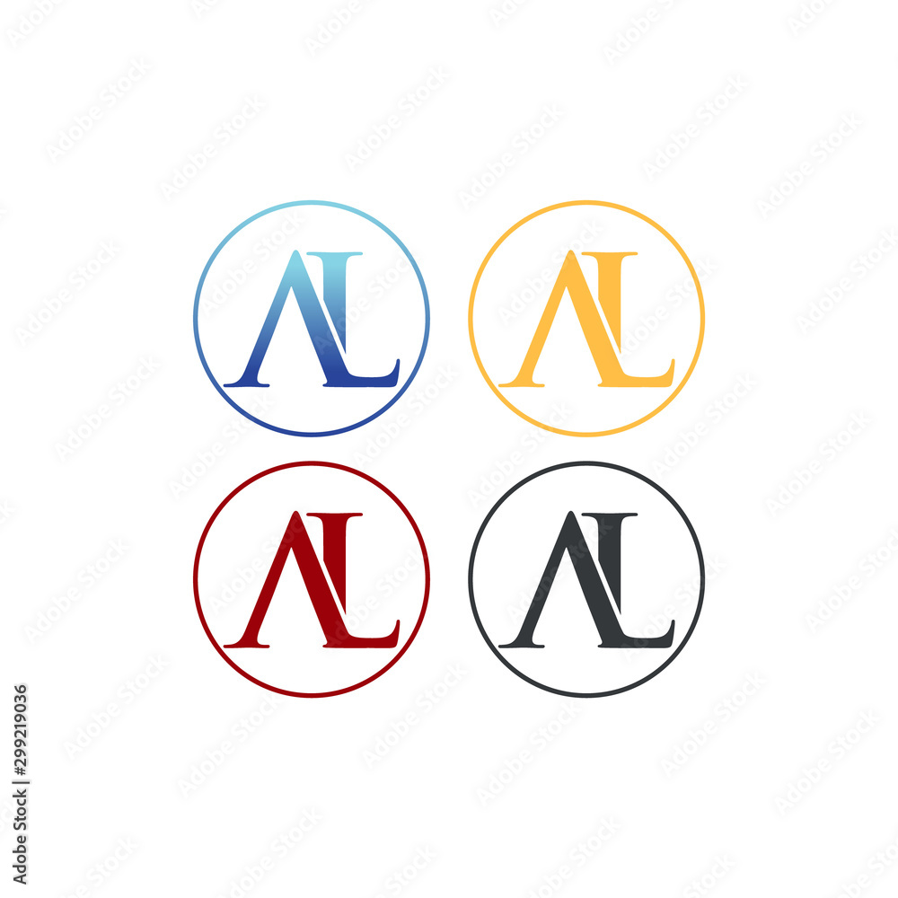 letter A and L in circle logo SET vector letter A and L in circle logo SET vector
