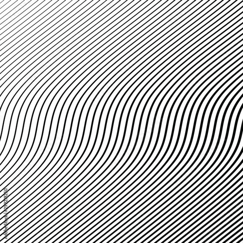 Abstract black curved oblique stripes on a white background. Op art. Trendy pattern for prints  web pages and textile design