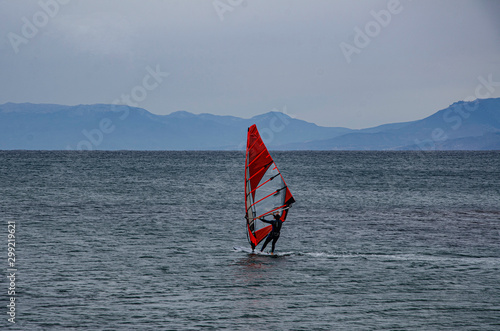 Wallpaper Mural A man on windsurfing rushes along the surface of the sea. Torontodigital.ca