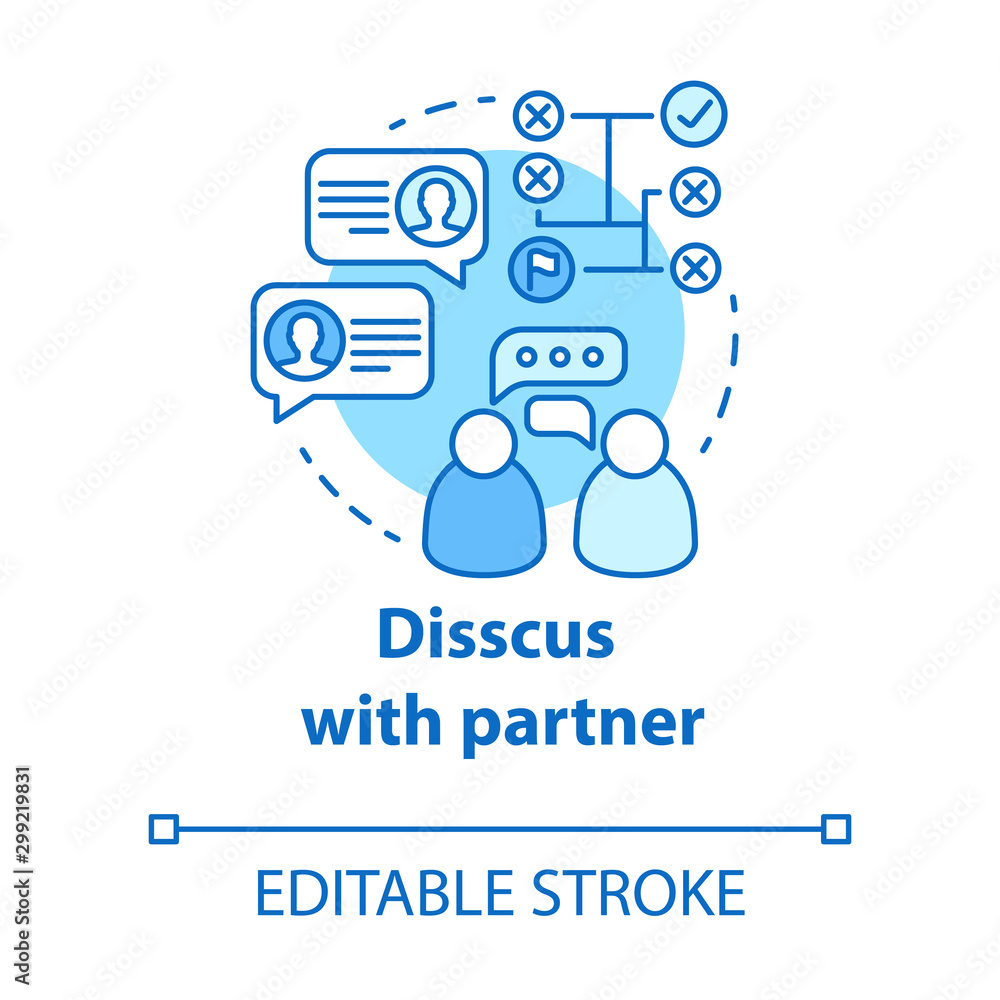 Discuss with partner concept icon. Safe sex concept. Couple ...