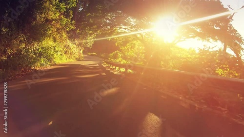 Driving Down Beautiful Rural Hawaiian Road In Afternoon