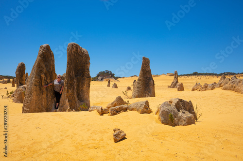 Landscape view of the limestone pinnacles in the Nambung National Park, Cervantes, Western Australia.