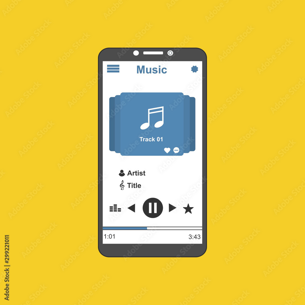 modern minimalistic media player user interface with panel control in modern flat design - Vector modern minimalistic media player user interface with panel control in modern flat design - Vector