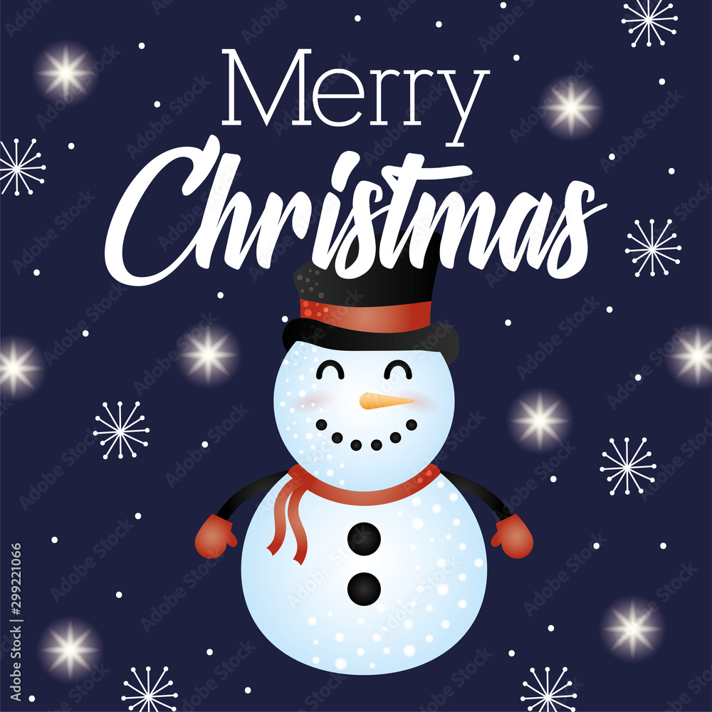 happy merry christmas card with snowman happy merry christmas card with snowman