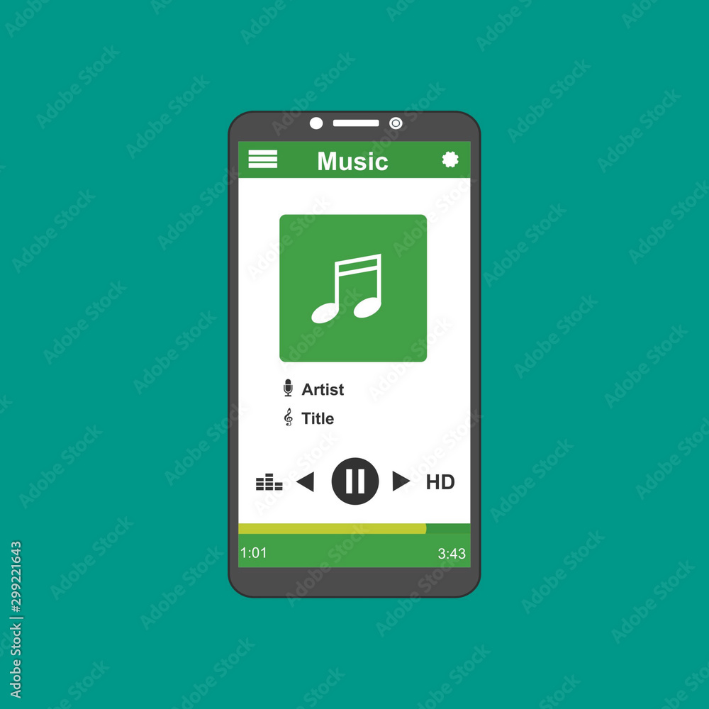 Mobile music application interface design concept isolated on colored background flat vector illustration – Vector Mobile music application interface design concept isolated on colored background flat vector illustration – Vector