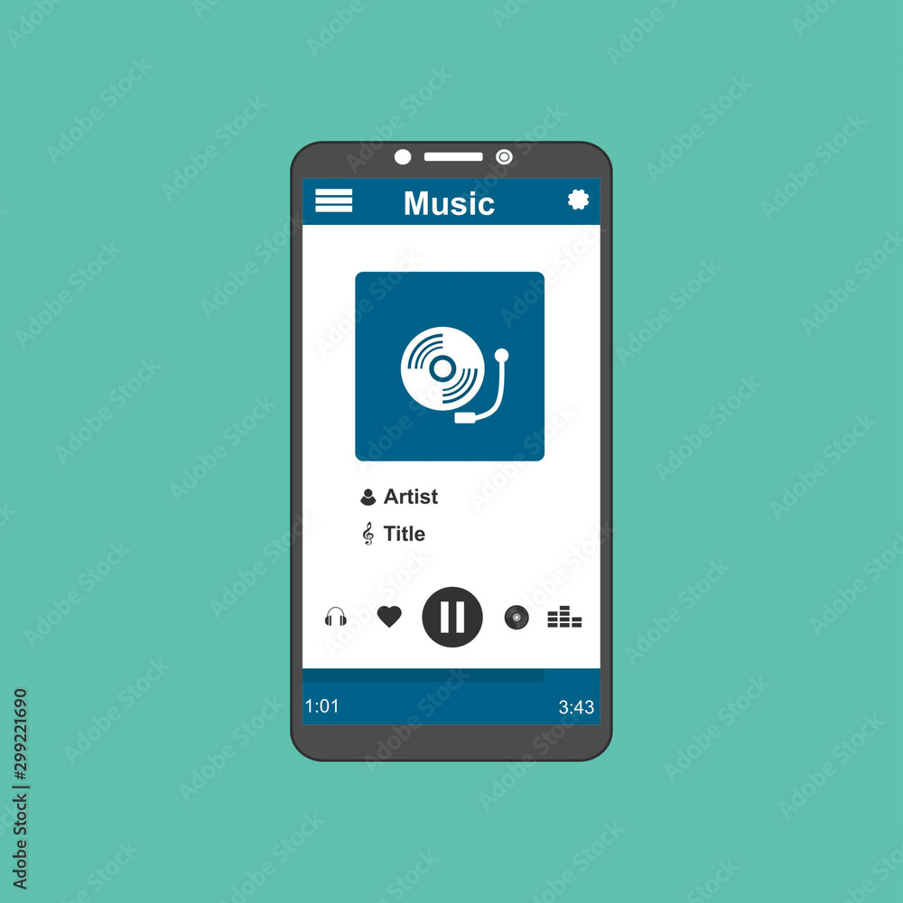 Mobile music application interface design concept isolated on colored background flat vector illustration – Vector Mobile music application interface design concept isolated on colored background flat vector illustration – Vector