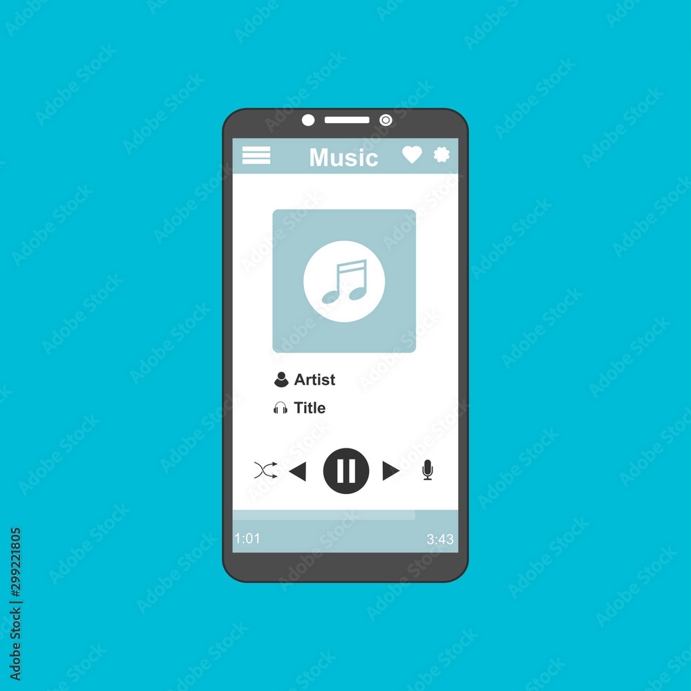 Music Player UI app design, vector illustration smartphone screen Music Player UI app design, vector illustration smartphone screen