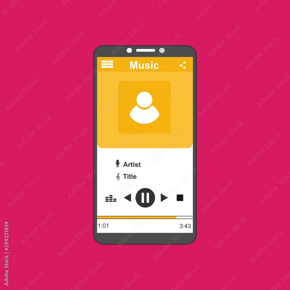 Music Player UI app design, vector illustration smartphone screen Music Player UI app design, vector illustration smartphone screen