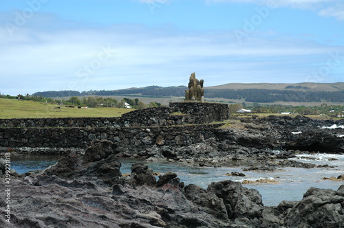 Panoramic view of the Easter Island coastline