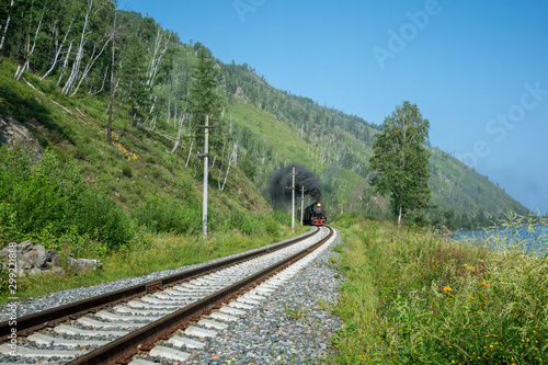 Foto Old steam locomotive in the Circum-Baikal Railway