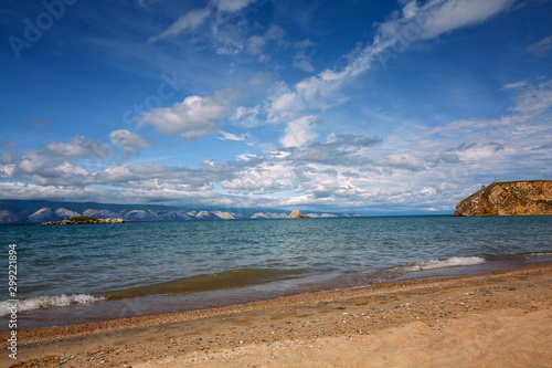 Olkhonsky landscape  on lake Baikal in  Eastern Siberia photo