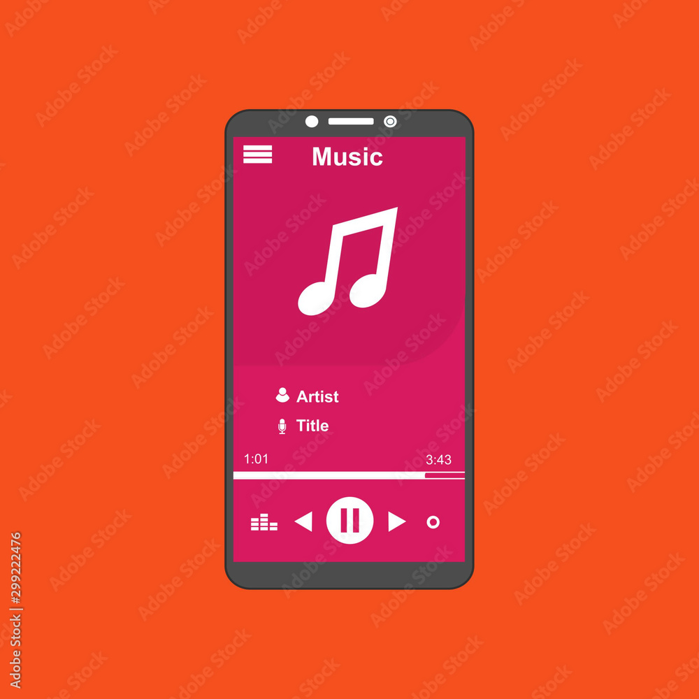 Vector illustration of music player flat design concept. Vector illustration of music player flat design concept.