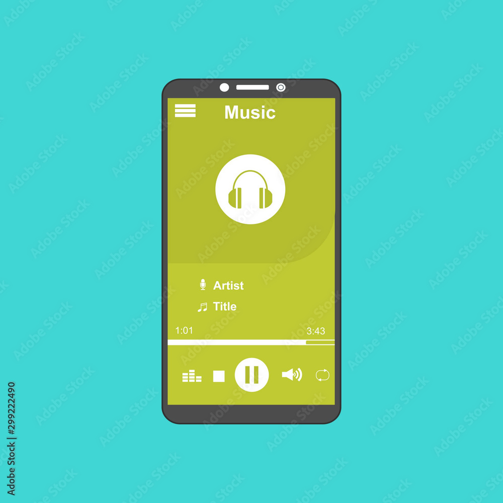 Vector illustration of music player flat design concept. Vector illustration of music player flat design concept.