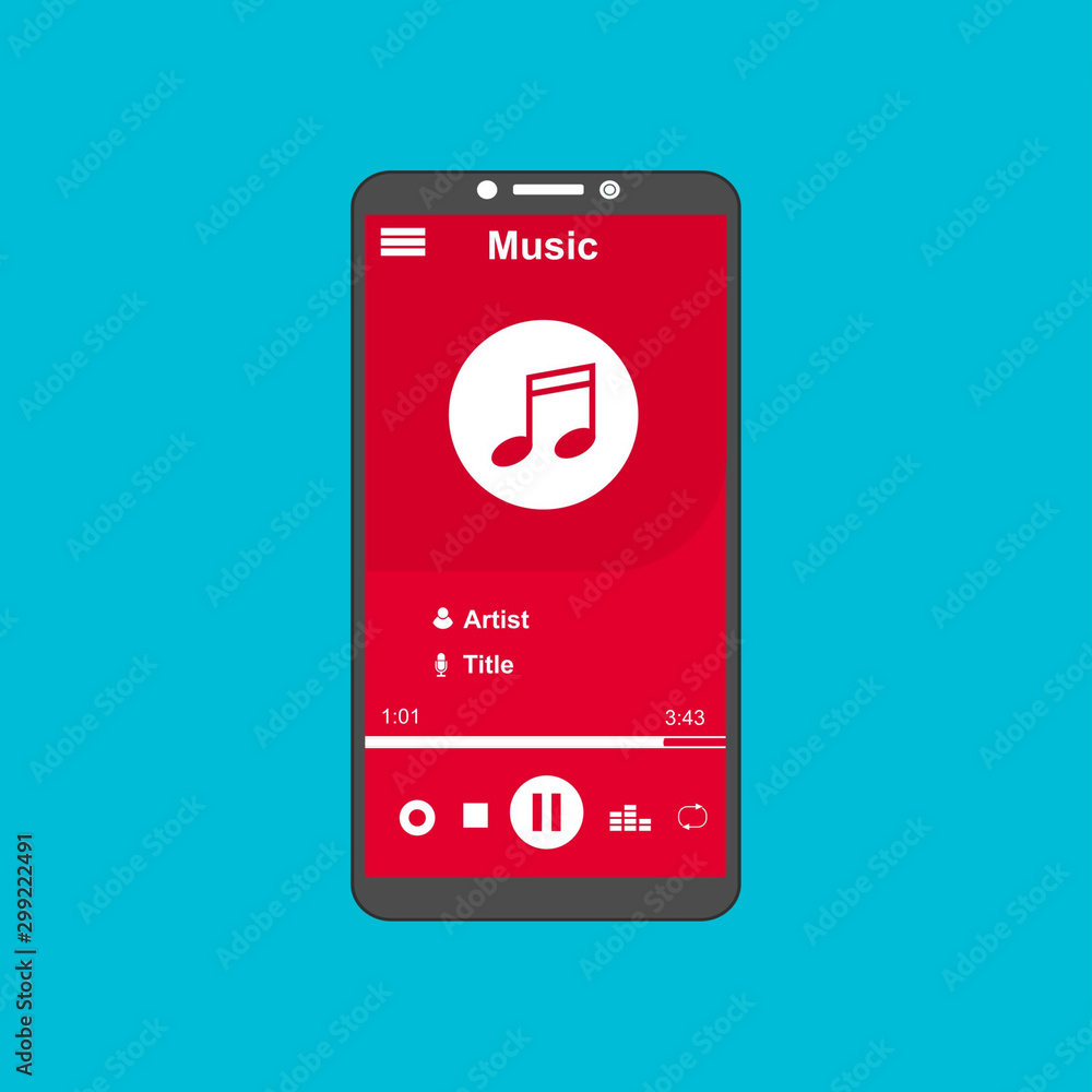 Vector illustration of music player flat design concept. Vector illustration of music player flat design concept.