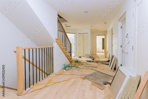 New home installing material for repairs in an apartment is under construction, remodeling, rebuilding