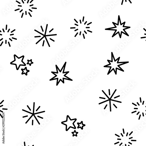 Spark And Sparkle Star Vector Seamless Pattern Thin Line Illustration