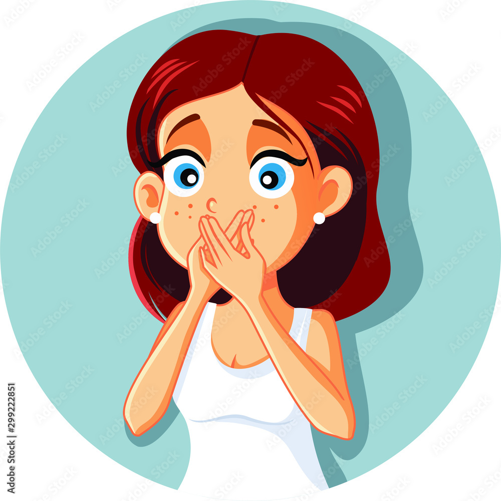 Sick Woman Covering Mouth Vector Cartoon Sick Woman Covering Mouth Vector Cartoon