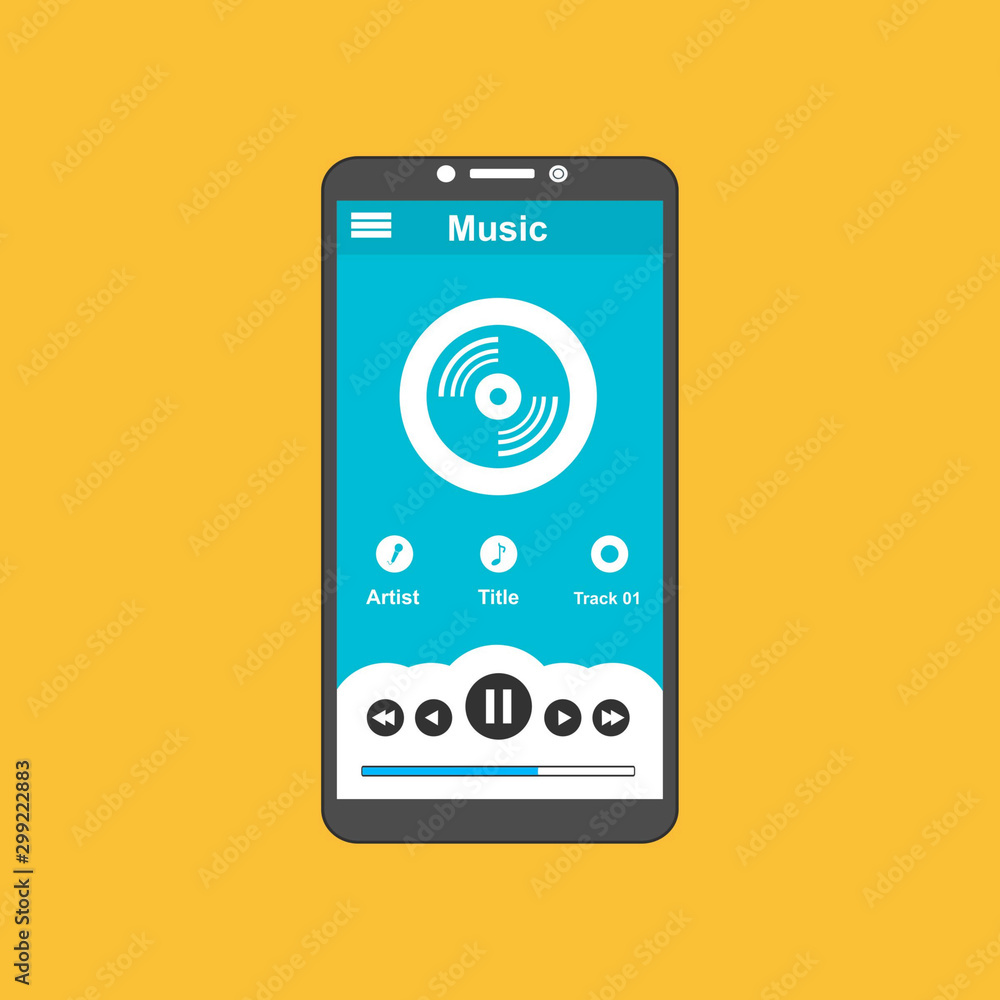 flat design UI elements for website and mobile applications. Music player app vector illustration template flat design UI elements for website and mobile applications. Music player app vector illustration template