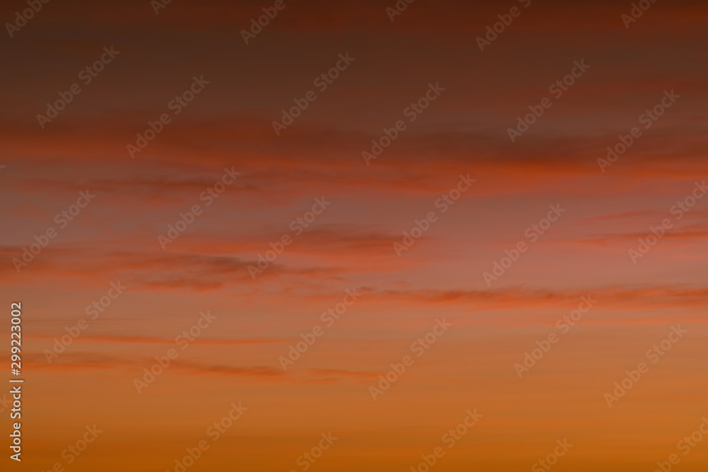 Extremely beautiful sunset, bright orange sky, Gradient