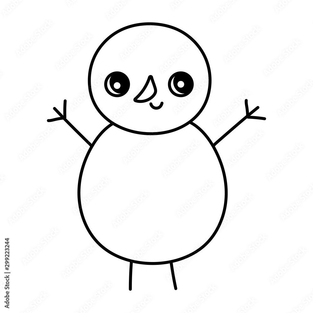 cute snowman character happy christmas thick line cute snowman character happy christmas thick line