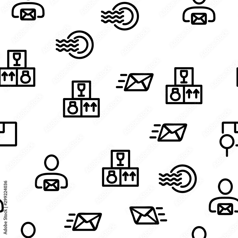 Post Company Vector Seamless Pattern Thin Line Illustration Post Company Vector Seamless Pattern Thin Line Illustration